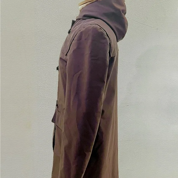 Prada FW 1999 - fur lined brown Nylon Coat with Leather Velcro strap closure - Picture 3 of 13
